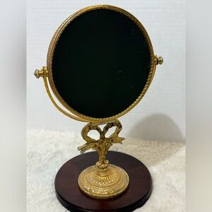 VTG  Stylebuilt double sided gold-tone tilting vanity mirror with a ornate stand